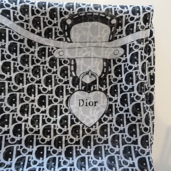NEW AUTHENTIC 2022 100% SILK CHRISTIAN DIOR PARIS SCARF SCARVE BLACK 60"X20" - Picture 12 of 14